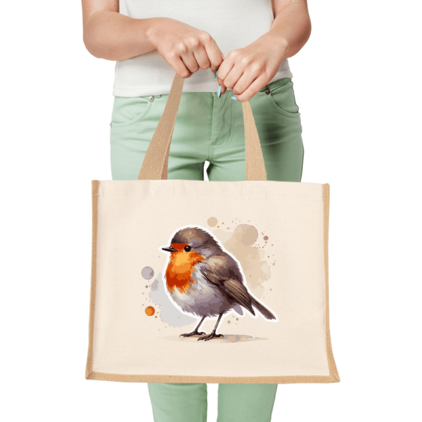 Robin Redbreast Canvas & Jute Shopper Bag