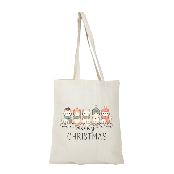 Meow Christmas Natural Cotton Tote Bag